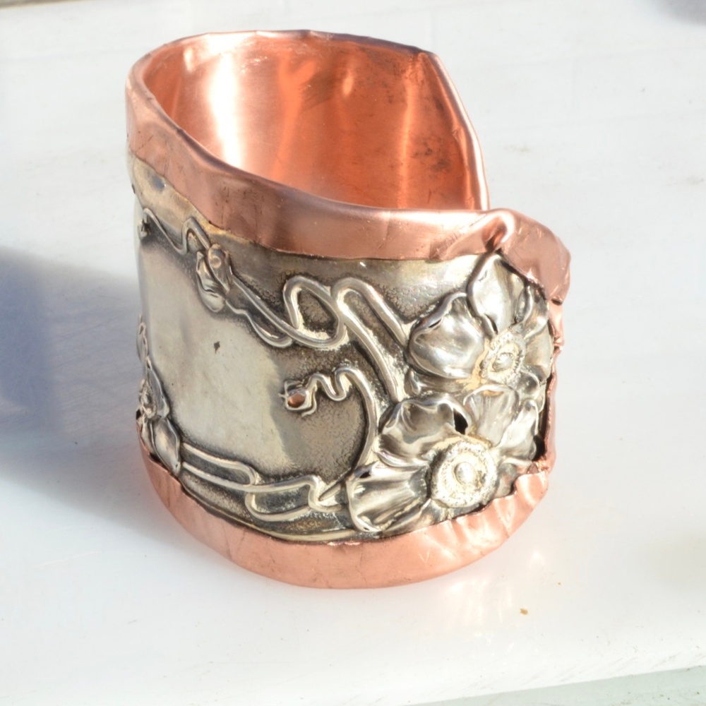 Antique Nouveau Floral Sterling Silver Bracelet - Picture 4 of 7